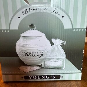 Kirklands White Blessings Jar with Crystal Knob